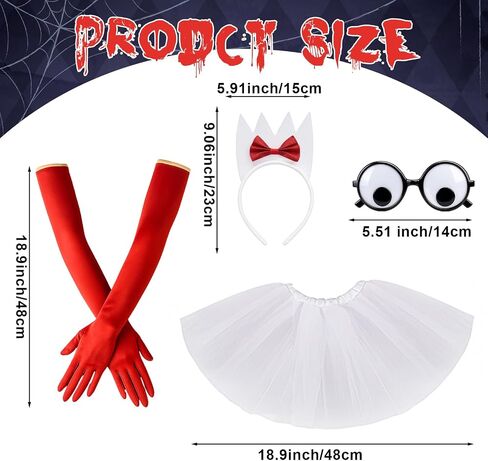 4 Pcs Halloween Fork Costume Accessories Include Fork Shaped Headband Tutu Skirt Fake Eyes Glasses with Red Gloves for Adults Women Cosplay Party in Saudi Arabia