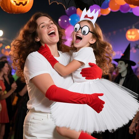 4 Pcs Halloween Fork Costume Accessories Include Fork Shaped Headband Tutu Skirt Fake Eyes Glasses with Red Gloves for Adults Women Cosplay Party in Saudi Arabia