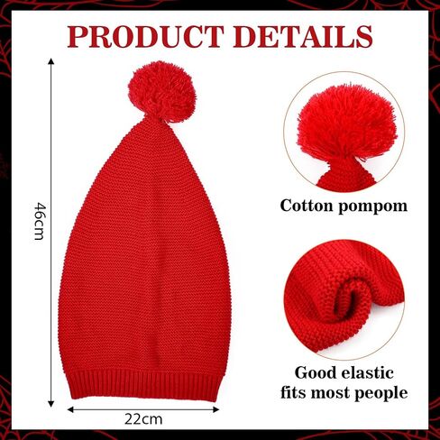 4Pcs Boatswain Costume Accessories Set Including Red Knit Beanie Hat Gold Glasses Eyebrows Mustaches for Halloween Cosplay Party Supplies in Saudi Arabia