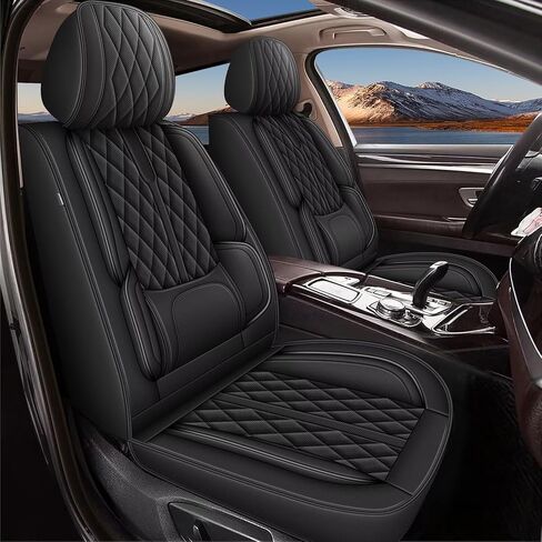 Full Set Car Seat Covers Fit for Nissan Murano 2011-2025 2026 Breathable Faux Leather Seat Cushion with Lumbar Support Airbag Compatible Automotive Interior Accessories (Black) in Saudi Arabia