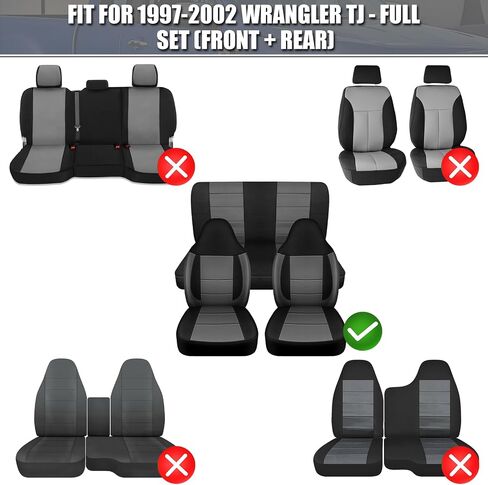SAPUBK Custom-Fit Seat Covers Replace for 1997-2002 Wrangler TJ, Front and Rear Knitted Fabric Composite Soft Foam Lining Airmesh Breathable TJ Seat Cover Cushion in Saudi Arabia
