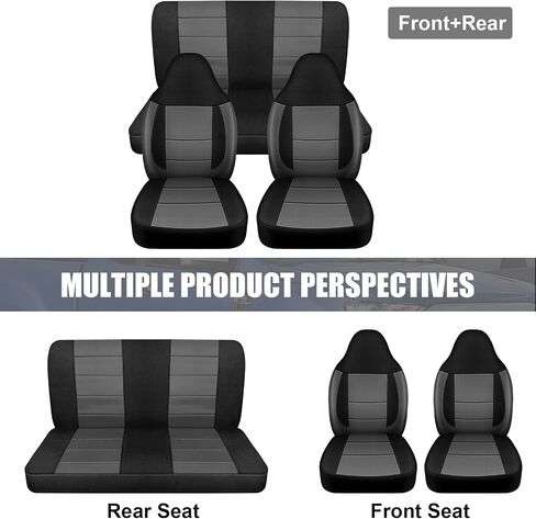 SAPUBK Custom-Fit Seat Covers Replace for 1997-2002 Wrangler TJ, Front and Rear Knitted Fabric Composite Soft Foam Lining Airmesh Breathable TJ Seat Cover Cushion in Saudi Arabia