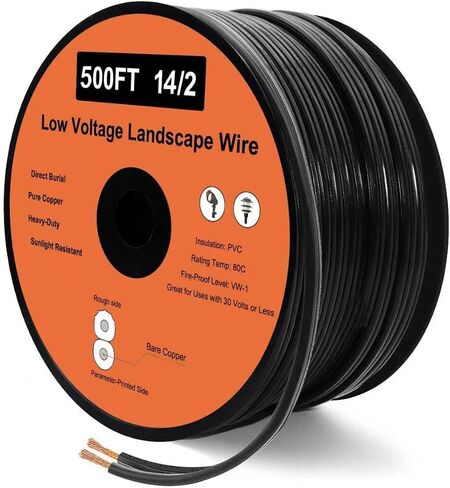 14/2 Low Voltage Landscape Wire, 14 Gauge Wire 2 Conductor 100 Feet, Low Voltage Wire, Outdoor Direct Burial Electrical Wire, Copper Wire in Kuwait