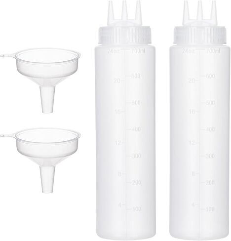 زجاجة ضغط 3 فتحات، قطعتان من زجاجات الصلصة، زجاجات كاتشب، موزعات صلصة الطماطم للكاتشب، صلصة الشواء، ورشة عمل فنية للفطائر مع قمعين، 10 أونصة 300 مل in Kuwait