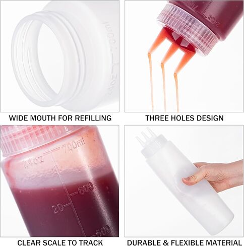 زجاجة ضغط 3 فتحات، قطعتان من زجاجات الصلصة، زجاجات كاتشب، موزعات صلصة الطماطم للكاتشب، صلصة الشواء، ورشة عمل فنية للفطائر مع قمعين، 10 أونصة 300 مل in Kuwait