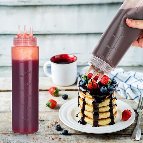 زجاجة ضغط 3 فتحات، قطعتان من زجاجات الصلصة، زجاجات كاتشب، موزعات صلصة الطماطم للكاتشب، صلصة الشواء، ورشة عمل فنية للفطائر مع قمعين، 10 أونصة 300 مل in Kuwait