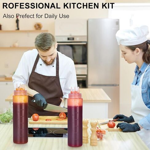 زجاجة ضغط 3 فتحات، قطعتان من زجاجات الصلصة، زجاجات كاتشب، موزعات صلصة الطماطم للكاتشب، صلصة الشواء، ورشة عمل فنية للفطائر مع قمعين، 10 أونصة 300 مل in Kuwait