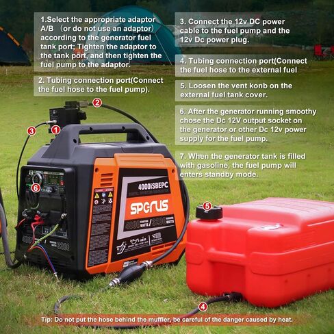 12V DC Gasoline Fuel Pump for Generators - High-Efficiency Automatic Electric Transfer Pump, Universal Fit with 3 Adapters, Unattended Operation (SPEFP-PRO) in Saudi Arabia