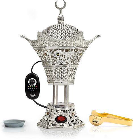 مبخرة البخور الكهربائية AM Regulator - مبخرة عود قابلة للتعديل لدرجة الحرارة ومؤقت للبخور واللبان والراتنج - تصميم آمن خالٍ من الفحم للاستخدام في المنزل والمكتب والمنتجعات الصحية والصلاة (ذهبي) in Kuwait