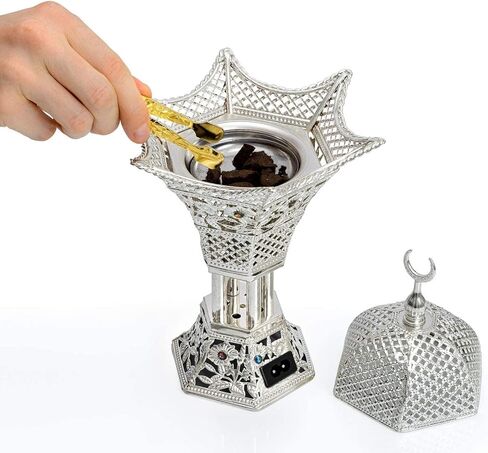 مبخرة البخور الكهربائية AM Regulator - مبخرة عود قابلة للتعديل لدرجة الحرارة ومؤقت للبخور واللبان والراتنج - تصميم آمن خالٍ من الفحم للاستخدام في المنزل والمكتب والمنتجعات الصحية والصلاة (ذهبي) in Kuwait