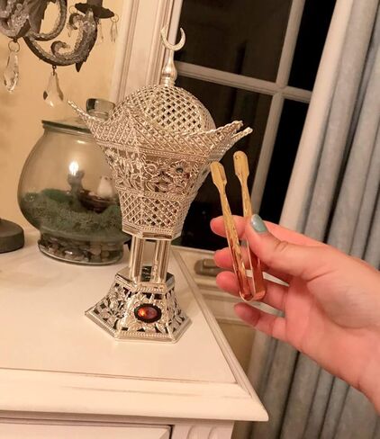 مبخرة البخور الكهربائية AM Regulator - مبخرة عود قابلة للتعديل لدرجة الحرارة ومؤقت للبخور واللبان والراتنج - تصميم آمن خالٍ من الفحم للاستخدام في المنزل والمكتب والمنتجعات الصحية والصلاة (ذهبي) in Kuwait