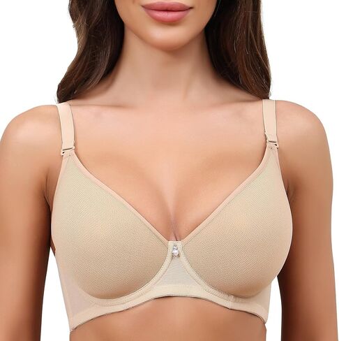 تي شيرت Sheroine نسائي من Underwire بتغطية كاملة داعمة للغطس، حمالة صدر رافعة للأعلى، حمالات صدر مبطنة بشكل خفيف للاستخدام اليومي in Kuwait