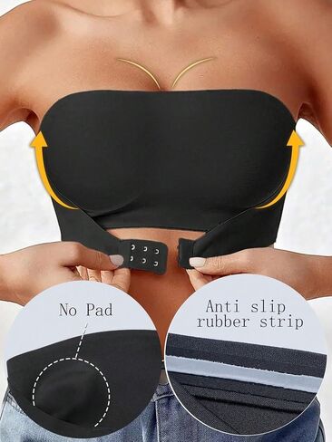 Strapless Bra for Women Non-Slip Silicone Padded Bandeau Bra Wireless Tube Top Bralette in Saudi Arabia