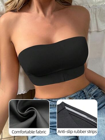 Strapless Bra for Women Non-Slip Silicone Padded Bandeau Bra Wireless Tube Top Bralette in Saudi Arabia