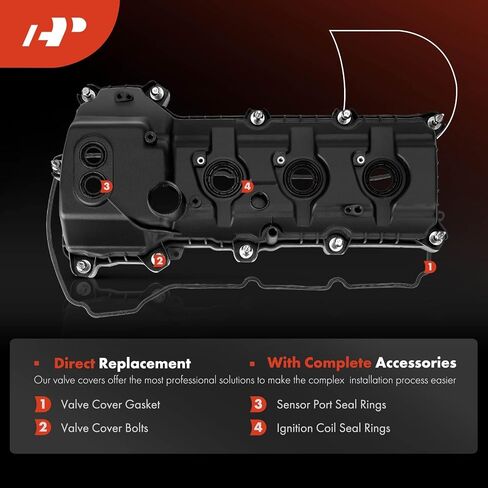 غطاء صمام المحرك A-Premium على الجانب الأيسر متوافق مع 2011-2019 Ford F-150 F150 Mustang Edge Transit 150/250/350 Lincoln MKS MKX MKT MKZ، V6 3.7L، مع حشية ومسمار، استبدال # BR3Z6582R، BR3Z6582E in Saudi Arabia