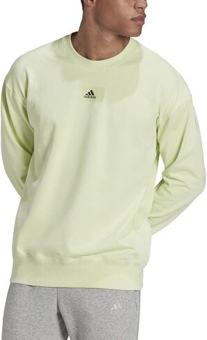 سويت شيرت رجالي من Adidas Essentials FeelVivid بكتف منسدل، ليموني تقريبًا in Saudi Arabia