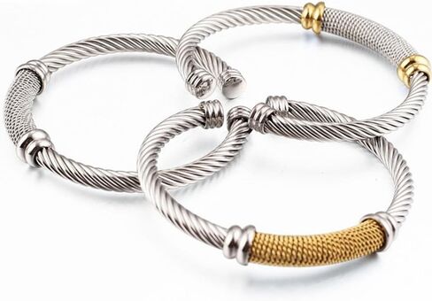 Twisted Cable Bangle Bracelet for Women Gold Plated Lightweight Adjustable Open Cuff Vintage Chunky Jewelry Gift for Her Mom Sister Birthday Christmas in Saudi Arabia