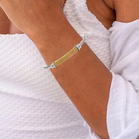Twisted Cable Bangle Bracelet for Women Gold Plated Lightweight Adjustable Open Cuff Vintage Chunky Jewelry Gift for Her Mom Sister Birthday Christmas in Saudi Arabia