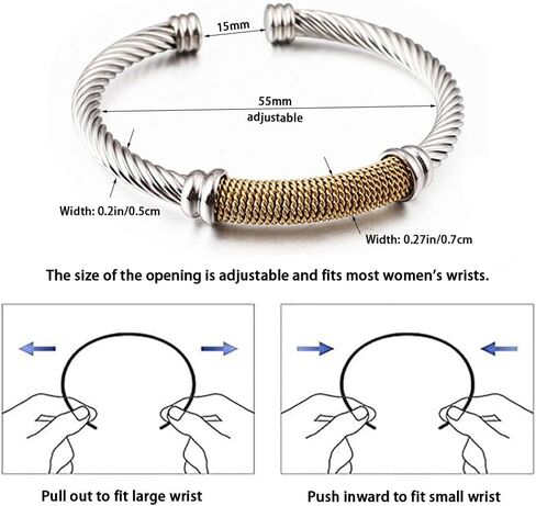 Twisted Cable Bangle Bracelet for Women Gold Plated Lightweight Adjustable Open Cuff Vintage Chunky Jewelry Gift for Her Mom Sister Birthday Christmas in Saudi Arabia