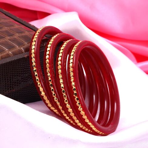 Generic Tollywood Designer Women's Gold Plated Red Matar Pola Bangles Set of 4 Gift For Her Handcrafted Jewelry Indian Bangle Bracelets Kangan in Saudi Arabia