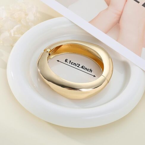 Chunky Gold Bangles Bracelets for Women Gold Cuff Bracelet Set Waterproof Non Tarnish Stack Bracelet for Women Jewelry in Saudi Arabia