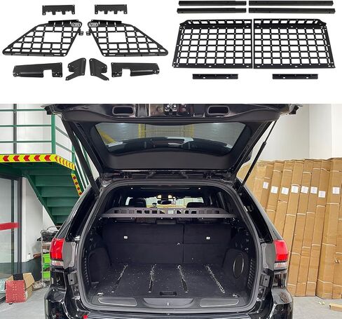 for Jeep Grand Cherokee (WK2) 2011-2021 Modular Storage Panel Shelf Modification Molle Panel Rear Trunk Debris Rack Storage Carrier Trunk Organizer Kit Black Aluminum Alloy in Saudi Arabia