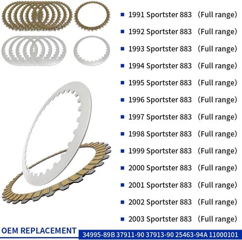 Clutch Friction Plates & Primary Cover Gasket Kit Compatible with Sportster 883 1200 OEM# 34995-89B 37911-90 37913-90 in Saudi Arabia