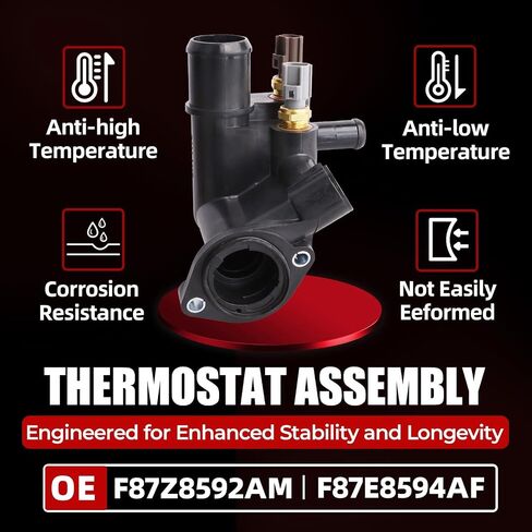 MITZONE Engine Coolant Thermostat Housing Assembly Compatible with 1998 1999 2000 2001 Ford F100 Ranger Mazda B2500 2.5L with sensors F87Z8592AM in Saudi Arabia