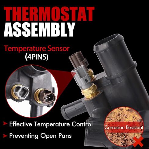 MITZONE Engine Coolant Thermostat Housing Assembly Compatible with 1998 1999 2000 2001 Ford F100 Ranger Mazda B2500 2.5L with sensors F87Z8592AM in Saudi Arabia
