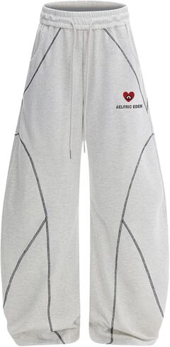 Aelfric Eden Stitch Baggy Barrel Sweatpants Loose Wide Leg Pants Casual Elastic Drawstring Trousers Unisex in Saudi Arabia