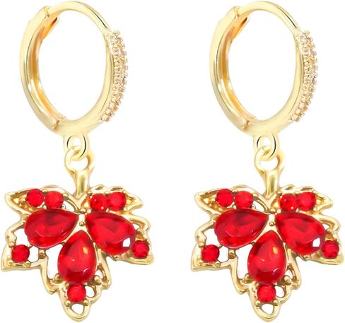 Fall Earrings Crystal Maple Leaf Earring for Women Orange Autumn Maple Leaves Thanksgiving Earrings Drop Dangle Statement Prom Party Jewelry Accessories in Saudi Arabia