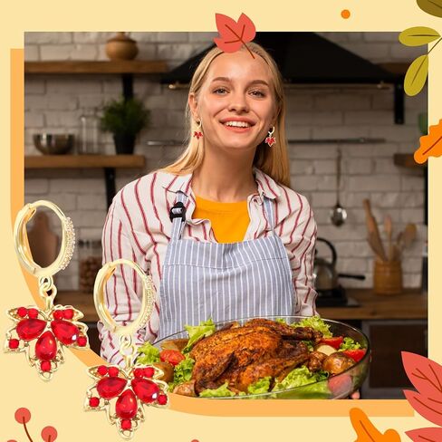 Fall Earrings Crystal Maple Leaf Earring for Women Orange Autumn Maple Leaves Thanksgiving Earrings Drop Dangle Statement Prom Party Jewelry Accessories in Saudi Arabia