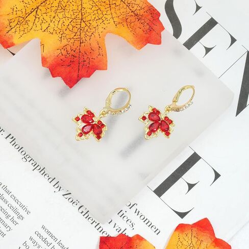 Fall Earrings Crystal Maple Leaf Earring for Women Orange Autumn Maple Leaves Thanksgiving Earrings Drop Dangle Statement Prom Party Jewelry Accessories in Saudi Arabia