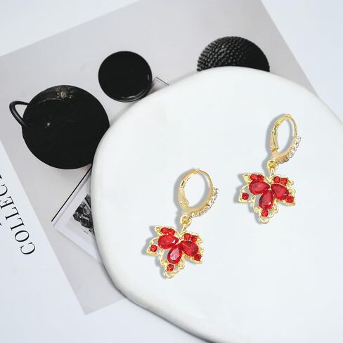 Fall Earrings Crystal Maple Leaf Earring for Women Orange Autumn Maple Leaves Thanksgiving Earrings Drop Dangle Statement Prom Party Jewelry Accessories in Saudi Arabia