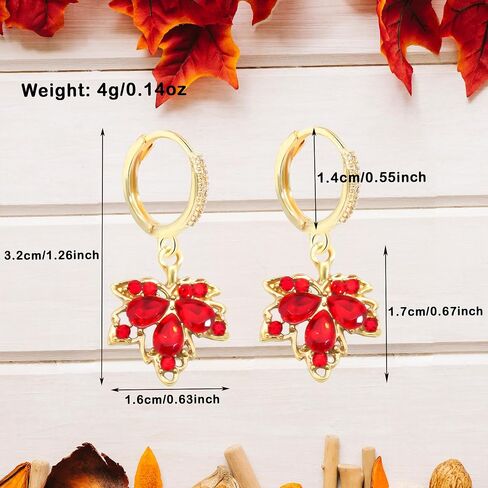 Fall Earrings Crystal Maple Leaf Earring for Women Orange Autumn Maple Leaves Thanksgiving Earrings Drop Dangle Statement Prom Party Jewelry Accessories in Saudi Arabia