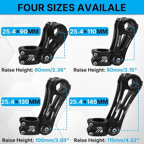 BUCKLOS Adjustable Bike Stem MTB 25.4mm 31.8mm 90/110/130/145mm 80 Degree Bike Stem Riser for Angle Adjustment, Bicycle Handlebar Extension for Commuter Bikes, E-Bike, Mountain, Road Bicycles in Kuwait