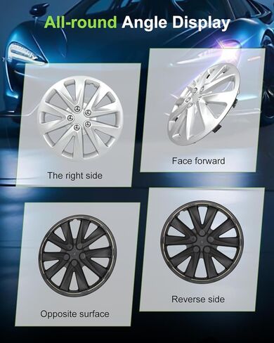 SCITOO(16-Inch) Snap On Hubcap Auto Tire Replacement Exterior Cap Snap On Cars, Trucks, SUVs Silver Wheel Cover Set of 4 Pieces in Saudi Arabia