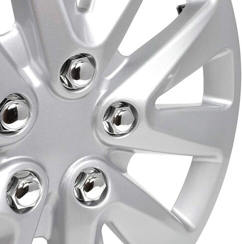 SCITOO(16-Inch) Snap On Hubcap Auto Tire Replacement Exterior Cap Snap On Cars, Trucks, SUVs Silver Wheel Cover Set of 4 Pieces in Saudi Arabia