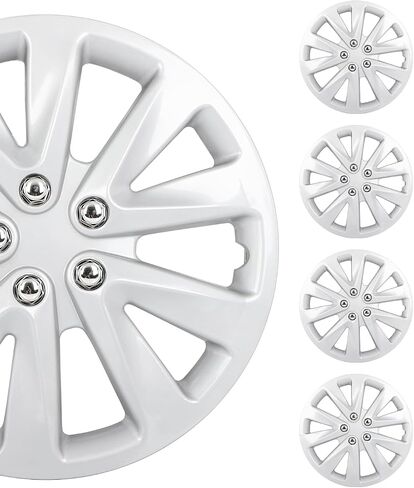 SCITOO(16-Inch) Snap On Hubcap Auto Tire Replacement Exterior Cap Snap On Cars, Trucks, SUVs Silver Wheel Cover Set of 4 Pieces in Saudi Arabia