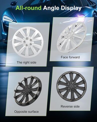 SCITOO(16-Inch) Snap On Hubcap Auto Tire Replacement Exterior Cap Snap On Cars, Trucks, SUVs Silver Wheel Cover Set of 4 Pieces in Saudi Arabia