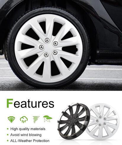 SCITOO(16-Inch) Snap On Hubcap Auto Tire Replacement Exterior Cap Snap On Cars, Trucks, SUVs Silver Wheel Cover Set of 4 Pieces in Saudi Arabia