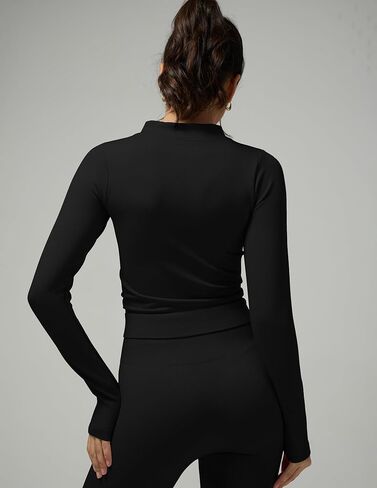 Women’s Full-Zip Long Sleeve Workout Top Seamless Athletic Pullover Yoga Training Shirt Slim Fit Activewea in Saudi Arabia
