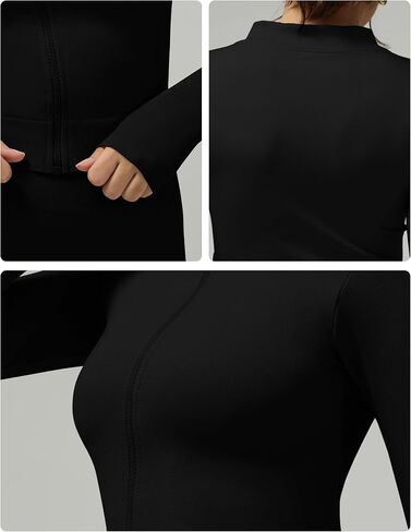 Women’s Full-Zip Long Sleeve Workout Top Seamless Athletic Pullover Yoga Training Shirt Slim Fit Activewea in Saudi Arabia