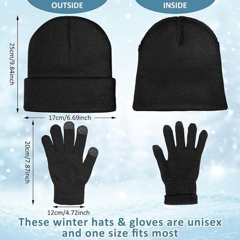 SATINIOR 56 Pcs Bulk Winter Hats and Gloves Set for Homeless Beanies Touchscreen Gloves Knit Cuffed Skull Caps for Men Women in Saudi Arabia