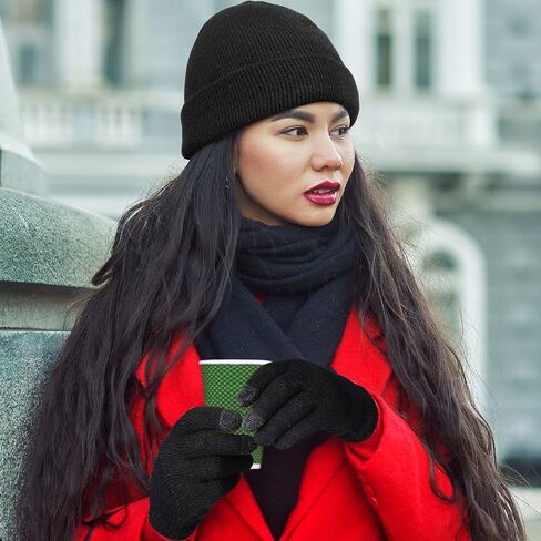 SATINIOR 56 Pcs Bulk Winter Hats and Gloves Set for Homeless Beanies Touchscreen Gloves Knit Cuffed Skull Caps for Men Women in Saudi Arabia