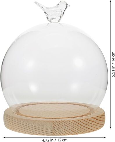 Cabilock Glass Dome Cloche with Wooden Base, 5.51 Inch Heart-Shaped Display Case for DIY Decoration, High Borosilicate Glass Dustproof Dome, Unique Globe Design in Saudi Arabia