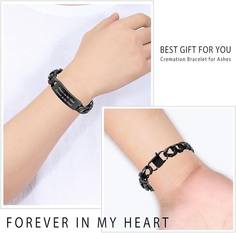 Hearbeingt Cremation Jewelry Urn Bracelet for Ashes for Men Cuban Link Ashes Bracelet Cremation Bangle for Human Ashes Keepsake Memorial Ash Urn Bracelet in Saudi Arabia