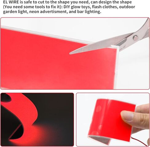 Electroluminescent El Light Strip with 3V Battery Case Driver, Interior/Exterior Atmosphere Light, Decoration Light Ideal for Parties, Halloween, DIY Decoration, Green(No Battery) in Kuwait