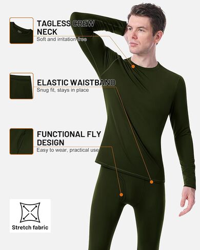 مجموعة ملابس داخلية حرارية للرجال من Runhit مبطنة بالصوف طبقة أساسية طويلة من Johns معدات الطقس البارد للصيد والجري والتزلج in Saudi Arabia