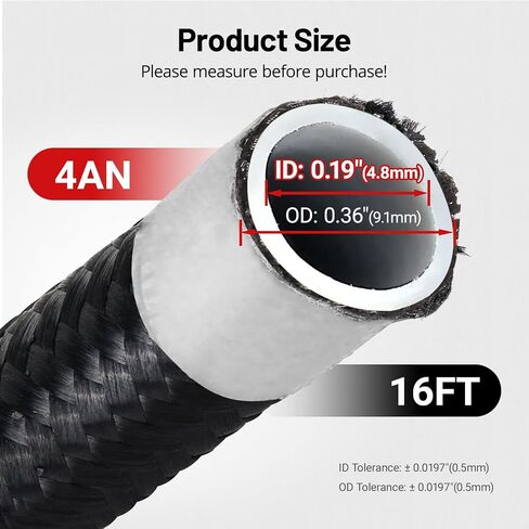 مجموعة خط الوقود EVIL ENERGY 12AN PTFE بطول 16 قدم، AN12 E85 مجموعة خرطوم الوقود الأسود المضفر PTFE in Kuwait